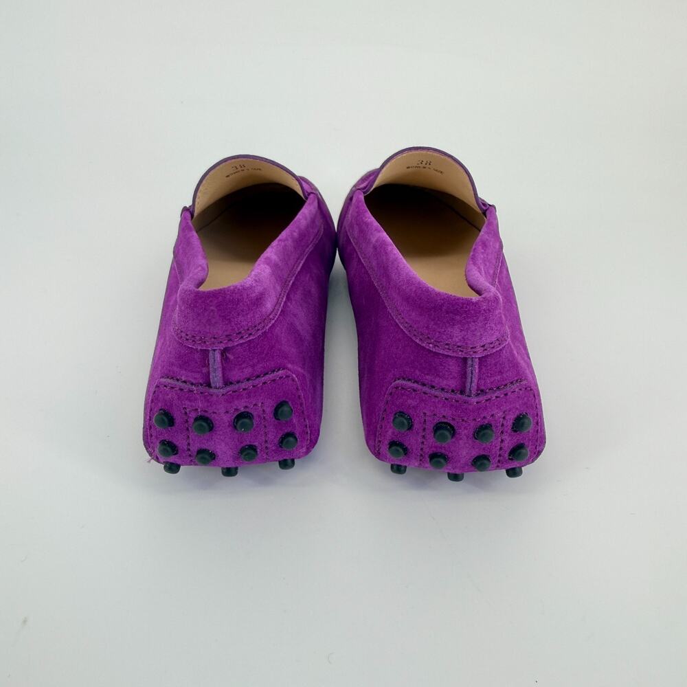 Tod’s Gommini Purple Suede Loafers Size 7.5 EU 38 Womens Driving Flats Italy New - Picture 5 of 9